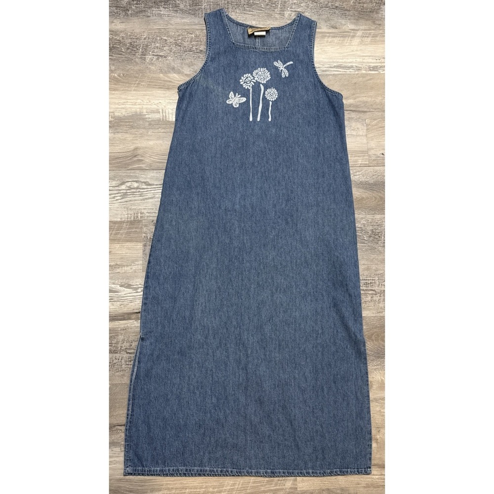 Vintage Studio Ease Denim‎ Jumper Dress Size 10 Sleeveless 90s Cottagecore